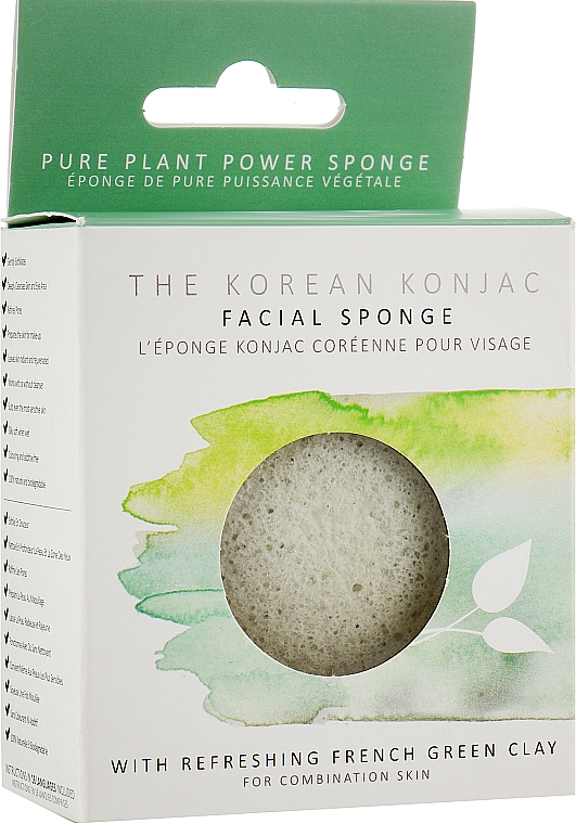 Спонж для очищения лица с зеленой глиной - The Konjac Sponge Company Premium Facial Puff with French Green Clay — фото N2