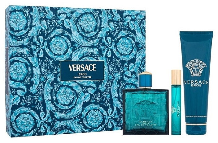 Versace Eros - Набор (edt 100ml + sh/gel 150ml + edt/10ml) — фото N1