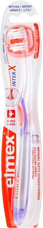 Зубная щетка, фиолетовая - Elmex Toothbrush Caries Protection InterX Soft Short Head — фото N1