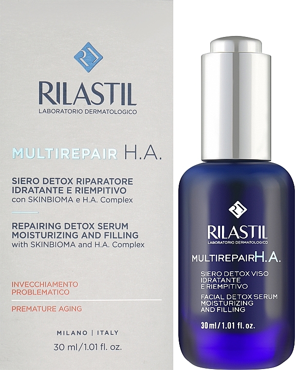 Восстанавливающая сыворотка для лица - Rilastil Multirepair H.A. Repairing Detox Serum — фото N2