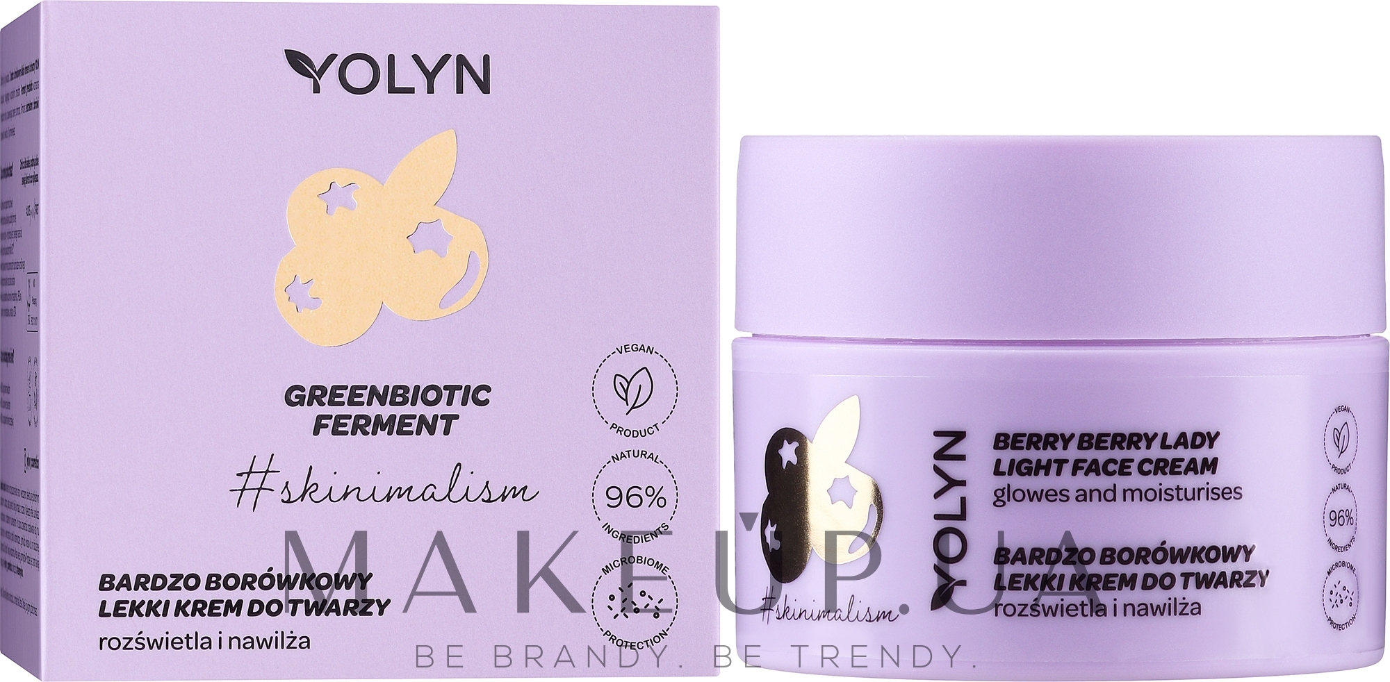 Освітлювальний крем для обличчя «Чорниця» - Yolyn Berry Berry Lady Light Face Cream — фото 50ml
