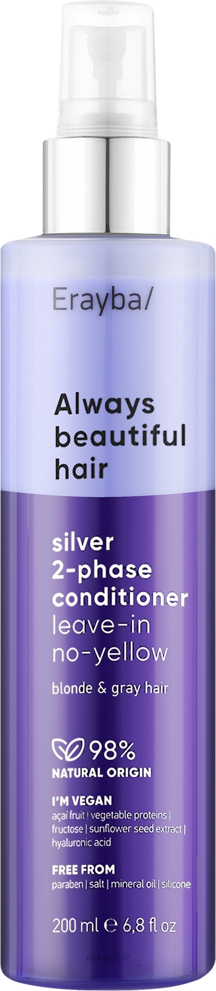 2-фазний кондиціонер проти жовтизни волосся - Erayba ABH Silver 2-Phase Conditioner Leave-in No-yellow — фото 200ml