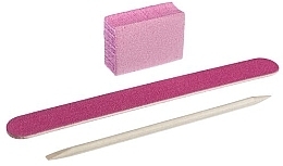 Парфумерія, косметика Одноразовий набір для манікюру "Пилка + баф", рожевий - Divia Di755