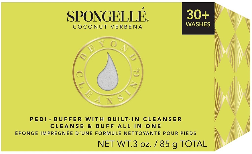 Пенная многоразовая губка для ног - Spongelle Coconut Verbena Pedi-Buffer With Built-In Cleanser — фото N1