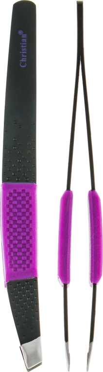 Пинцет для бровей, CTW-114, фиолетовый - Christian — фото N1