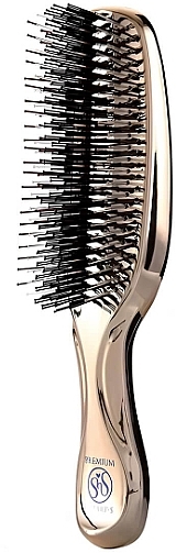 Масажна щітка для волосся середньої жорсткості з чохлом "Champagne Gold" - S-Heart-S Scalp Brush World Premium — фото N1