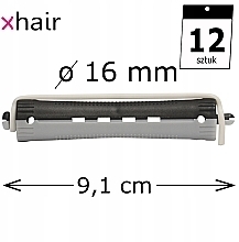 Бігуді-коклюшки для холодного завивання волосся, d16 мм, сіро-чорні, 12 шт. - Xhair — фото N2