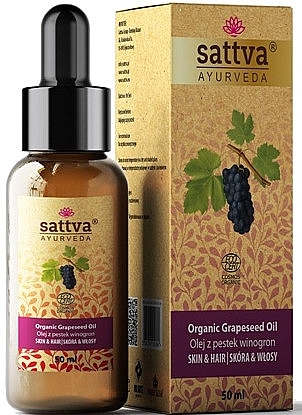 Органическое масло "Виноградные косточки" - Sattva Ayurveda Organic Grapeseed Oil — фото N1