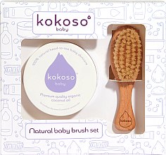 Духи, Парфюмерия, косметика Набор - Kokoso Baby Natural Baby Brush Set (oil/168g + hairbrush + bag)