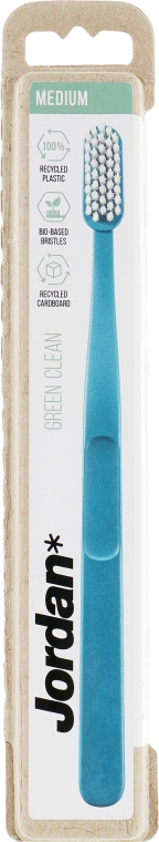 Зубна щітка середньої жорсткості, бірюзово-синя - Jordan Green Clean — фото N1
