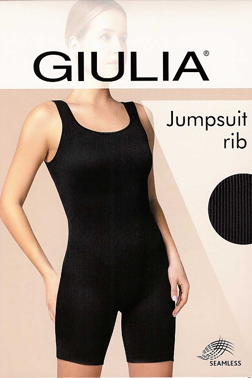 Безшовний комбінезон в рубчик "JUMPSUIT RIB", black - Giulia — фото N2