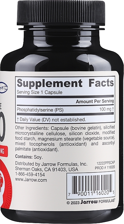 Фосфатидилсерин в капсулах - Jarrow Formulas Phosphatidylserine PS100 100 mg — фото N2