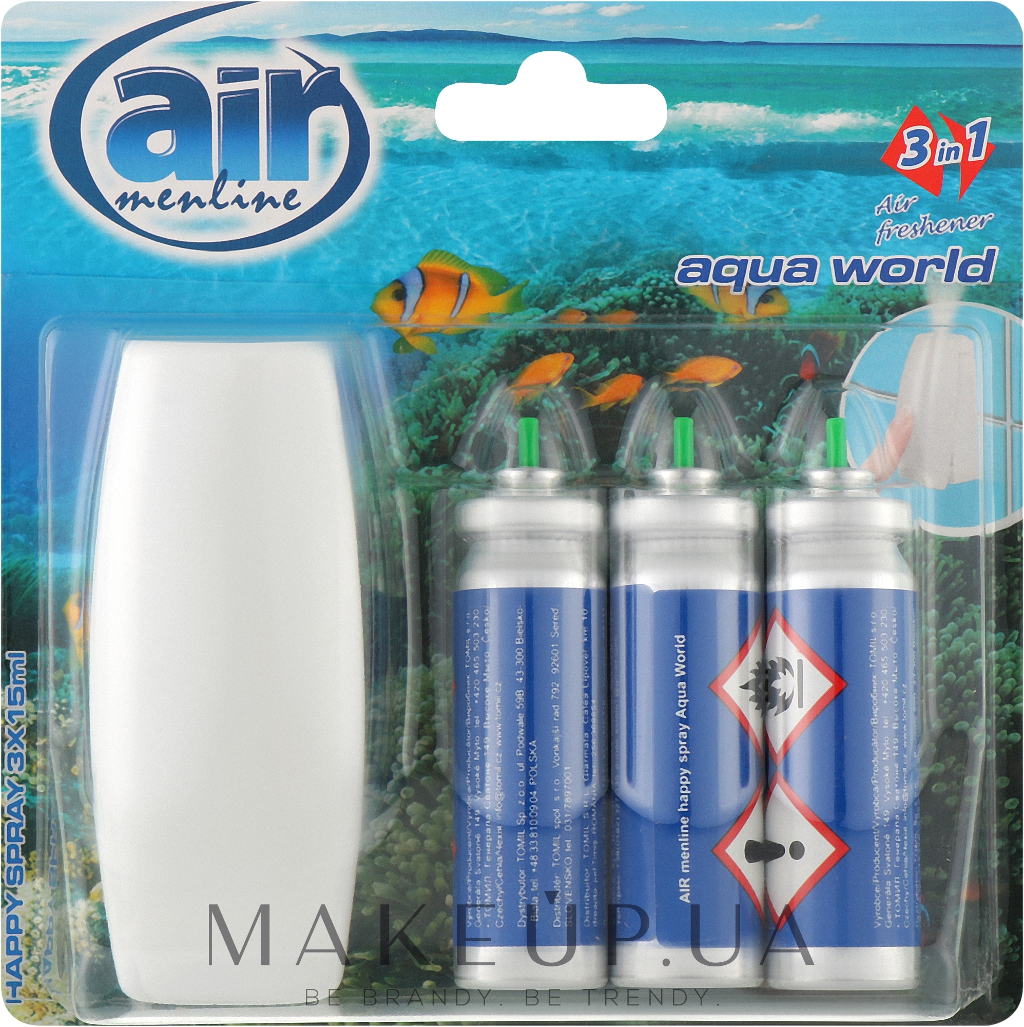 Освіжувач повітря "Аквасвіт", з аплікатором - Air Menline Aqua World With Aplicator — фото 3x15ml