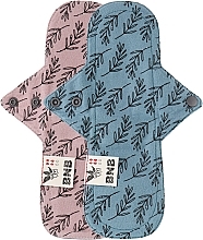 Багаторазова прокладка для менструації "Flannel", міді, 4 краплі, листя акації на рожевому, листя акації на сіро-синьому - Ecotim For Girls — фото N1