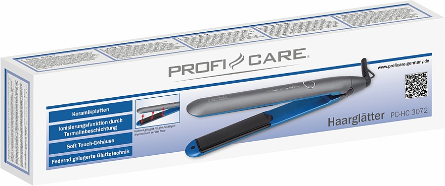 Щипцы-выпрямитель для волос, PC-HC 3072, голубого цвета - ProfiCare — фото N2