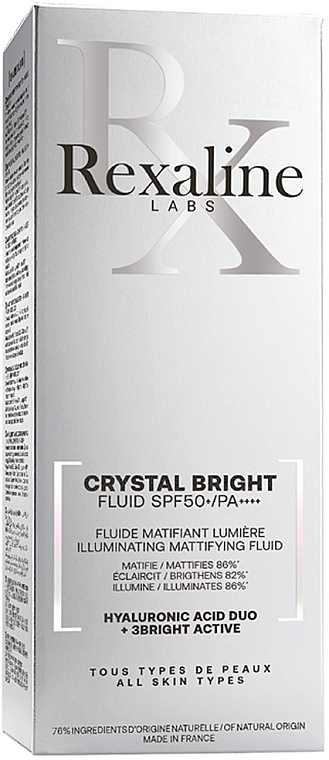 Сонцезахисний матувальний флюїд для обличчя - Rexaline Crystal Bright Fluid SPF50+ — фото N2