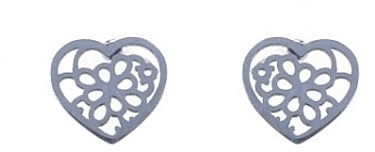 Серьги женские, сердце с узорами внутри, серебряные - Lolita Accessories — фото N1