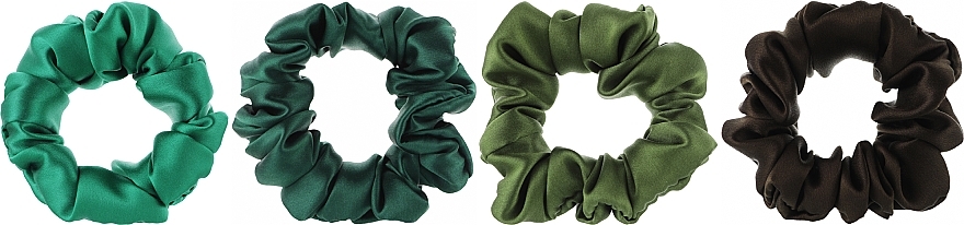 Набір шовкових резинок для волосся, зелені, 4 шт. - ScrunchyUA — фото N1