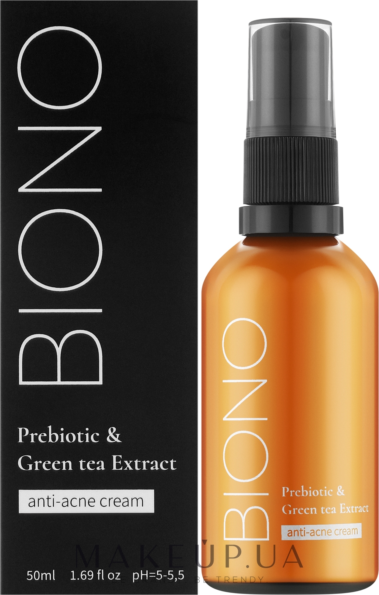 Крем-антиакне для обличчя з пребіотиками та екстрактом зеленого чаю - Biono Prebiotic And Green Tea Extract Anti-Acne Cream — фото 50ml