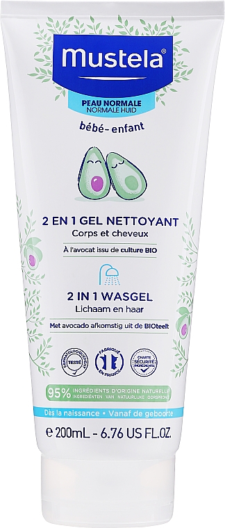 Очищающий гель для волос и тела 2 в 1 с авокадо - Mustela Baby 2 In 1 Cleansing Gel With Avocado Hair And Body — фото N1