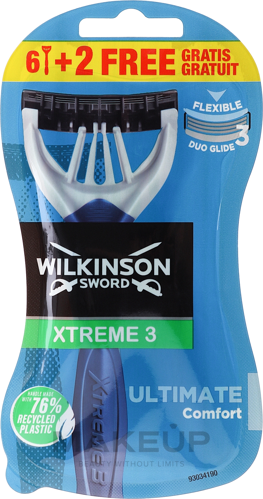 Одноразові станки, 6 + 2 шт. - Wilkinson Sword Xtreme 3 Ultimate Comfort — фото 8шт