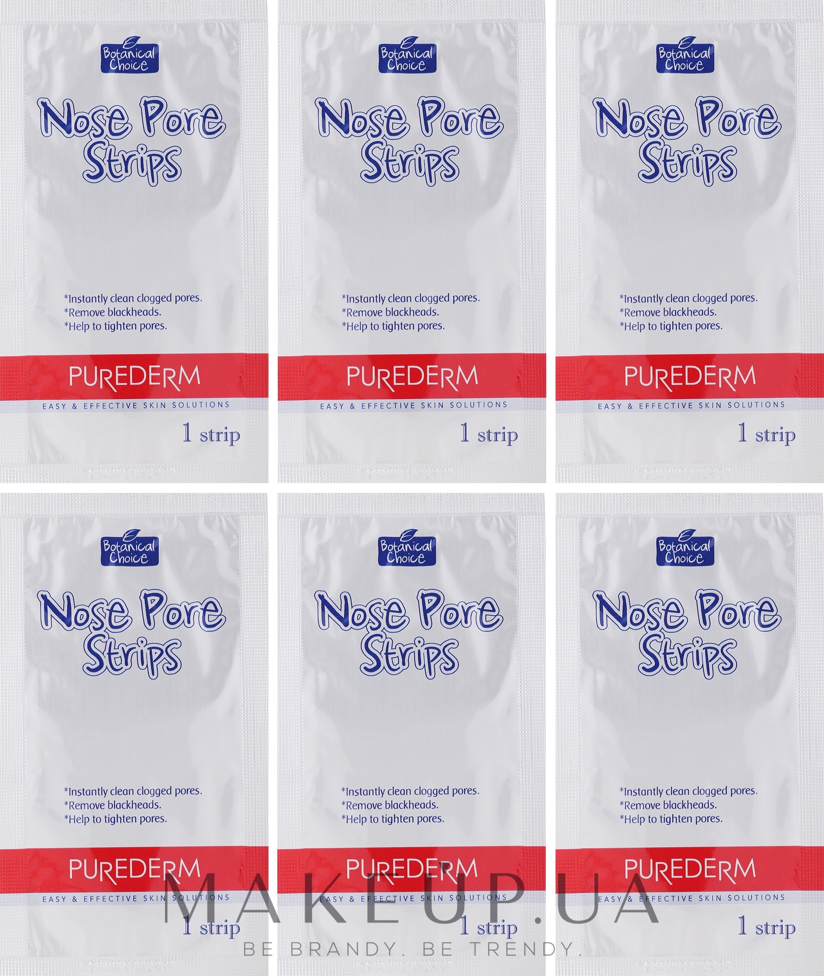 Очищающие пластыри для носа - Purederm Tea Tree Botanical Choice Nose Pore Strips — фото 6шт