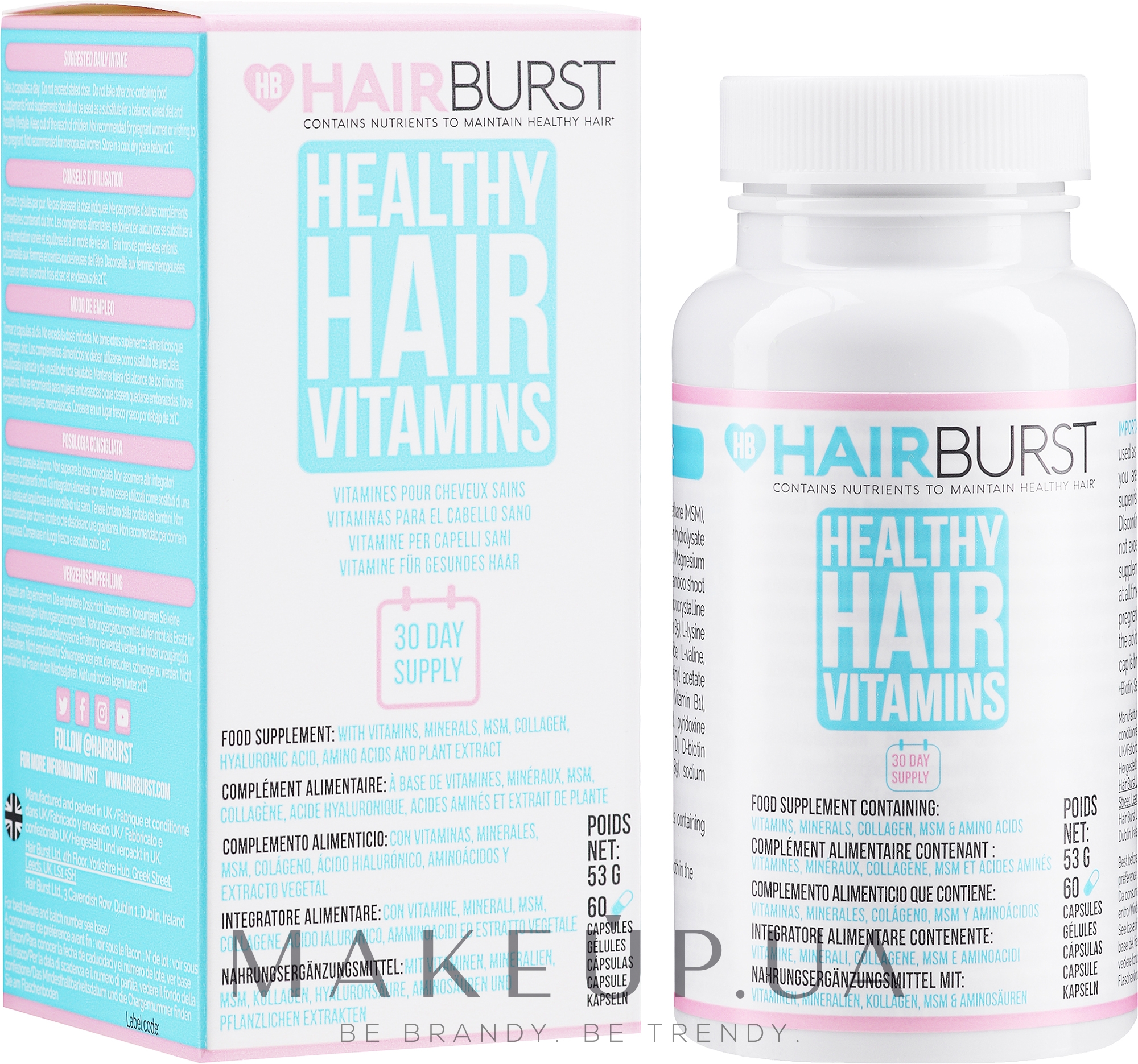 Вітаміни для росту й зміцнення волосся - Hairburst Healthy Hair Vitamins — фото 60шт