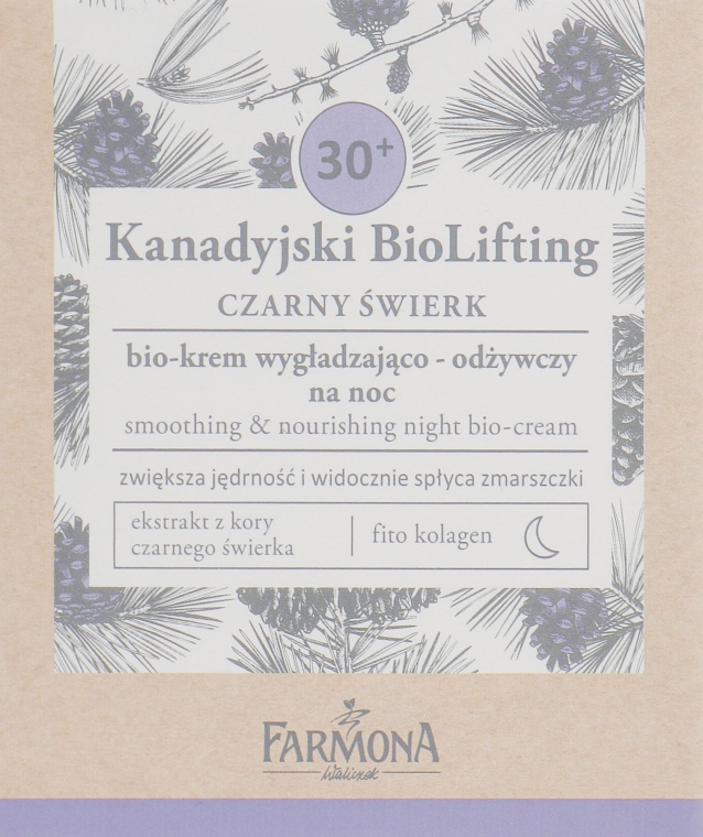 Разглаживающий питательный ночной крем 30+ - Farmona Canadian BioLifting Black Spruce