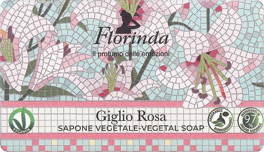 Мыло туалетное "Розовая лилия" - Florinda Mosaici Italiani Vegetal Soap — фото N1