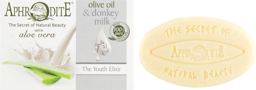 Оливковое мыло с молоком ослицы и ароматом алоэ вера "Эликсир молодости" - Aphrodite Advanced Olive Oil & Donkey Milk  — фото N2