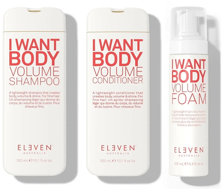 Набор - Eleven Australia Volume Holiday Trio (shm/300ml + cond/300ml + h/foam/200ml + bag) — фото N2