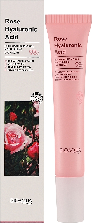 Крем для очей з екстрактом рози та гіалуронової кислоти - Bioaqua Rose Hyaluronic Acid Eye Cream — фото N2