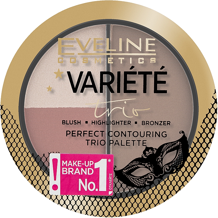 Палетка для контурування обличчя - Eveline Cosmetics Variete Perfect Coontouring Trio Palette — фото N2