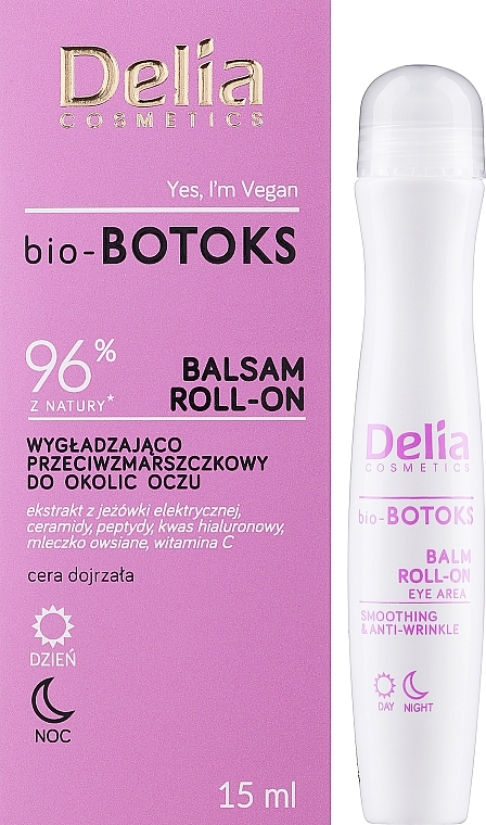 Успокаивающий роликовый бальзам против морщин вокруг глаз - Delia bio-BOTOKS Soothing & Anti-Wrinkle Roll-On Balm Eye Area