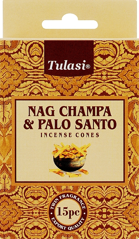 Благовония конусы "Наг Чампа и Пало Санто" - Tulasi Nag Champa & Palo Santo Incense Cones