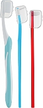 Парфумерія, косметика Набір "Ортодонтичний", блакитна щітка - Dentonet Pharma (single brush/1шт + toothbrush/1шт + holder/1шт + d/s/brush/6шт + penal)
