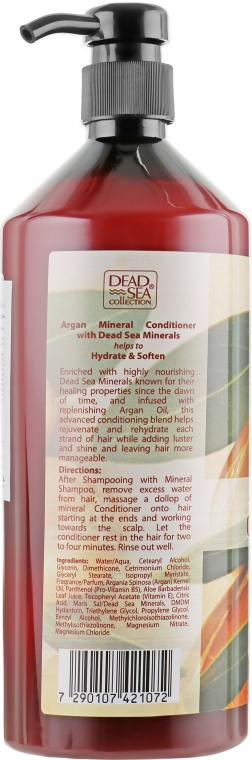 Кондиционер с минералами Мертвого моря и аргановым маслом - Dead Sea Collection Argan Mineral Conditioner — фото N2