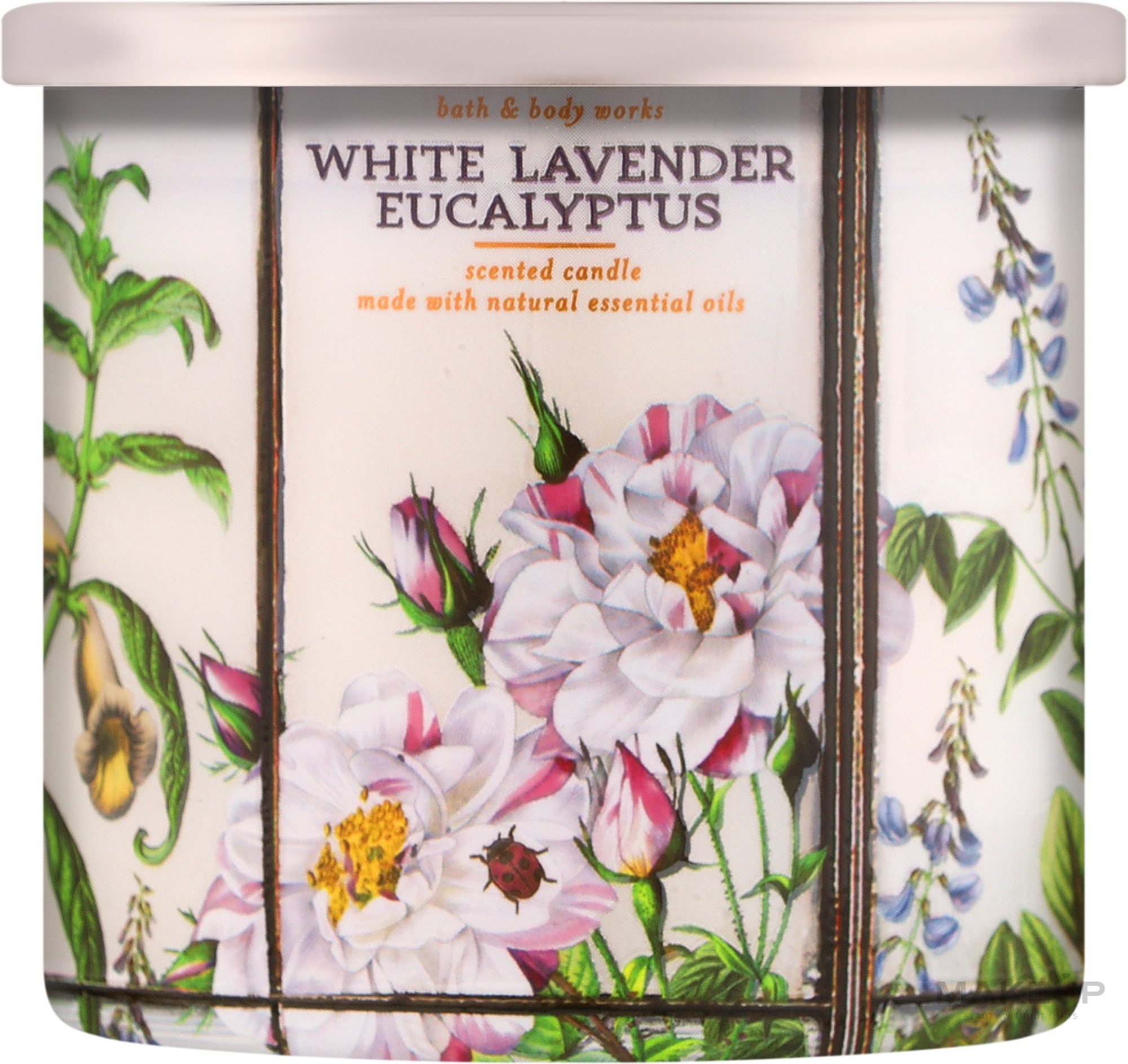 Аромасвеча 3-х фитильная - Bath and Body Works White Lavender Eucalyptus Candle — фото 411g