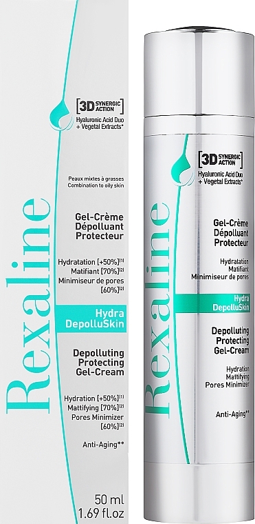 Захисний гель-крем для обличчя "Детокс" - Rexaline Hydra 3D Hydra-DepolluSkin Gel-Cream — фото N2