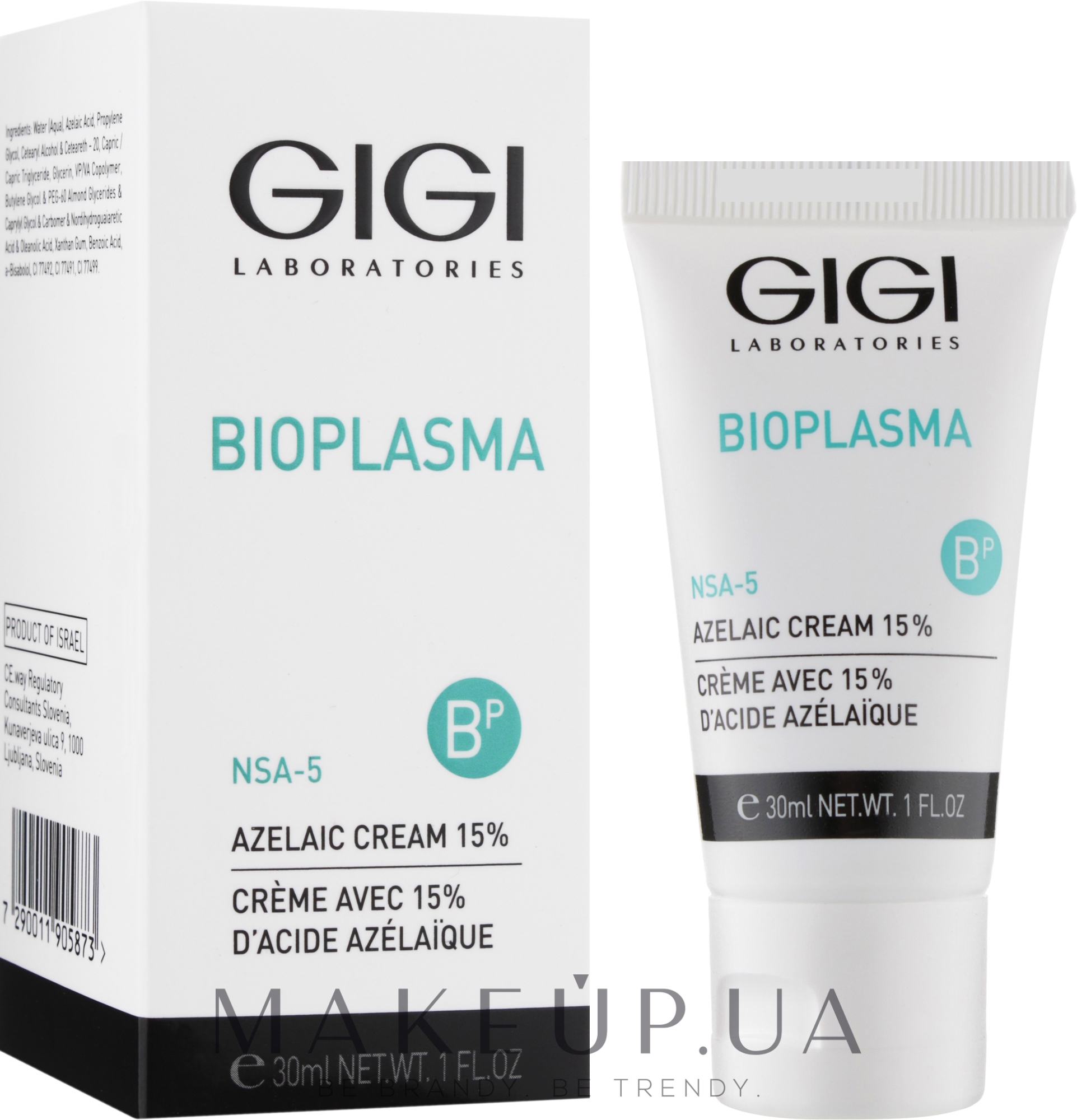 Крем з азелаїновою кислотою для жирної і проблемної шкіри - Gigi Bioplasma 15% Azelaic Cream — фото 30ml