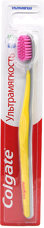 Ультрамягкая зубная щетка для эффективной чистки зубов, желто-серая - Colgate — фото N1