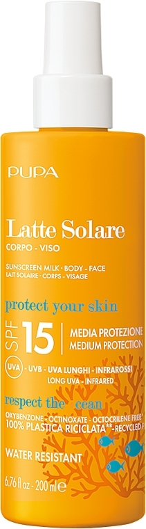 Солнцезащитное молочко для лица и тела - Pupa Sunscreen Milk Medium Protection SPF 15  — фото N1