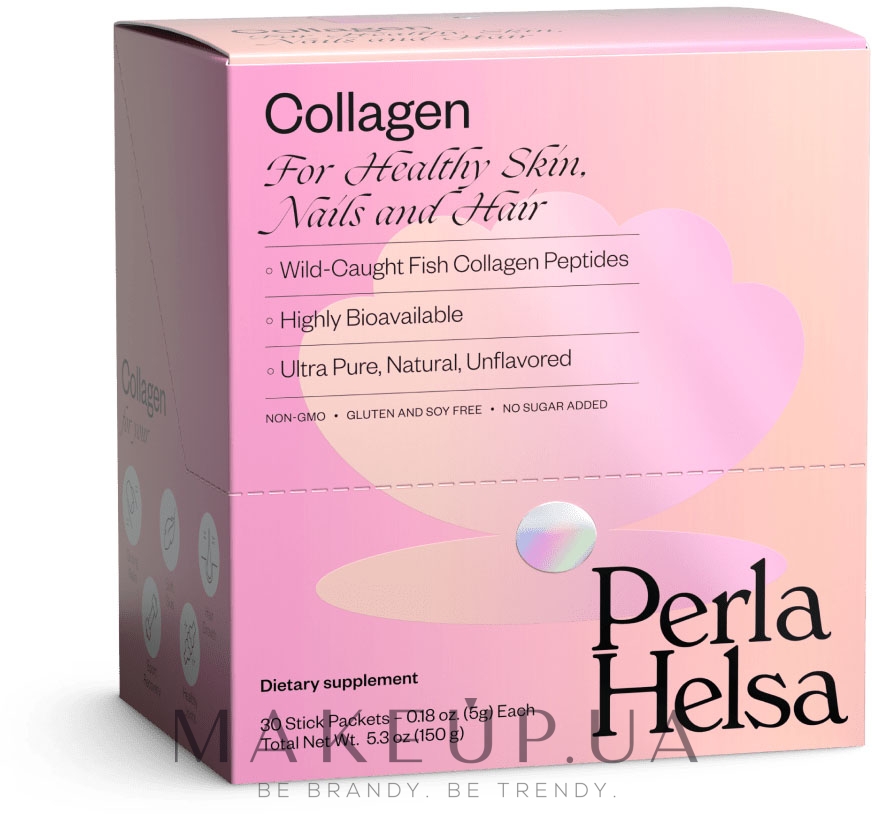 Морской коллаген, пептиды I типа, 30 стиков - Perla Helsa Collagen Dietary Supplement  — фото 30x5g