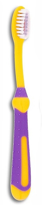 Дитяча зубна щітка, м'яка, від 3 років, жовта з фіолетовим - Wellbee — фото N1