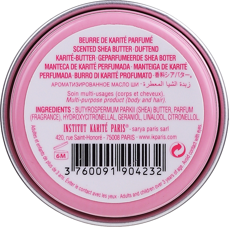 Набір - Institut Karite Rose Mademoiselle (sh/gel/250ml + soap/100g + h/cr/75ml + b/oil/10ml + candle/1pc + confetti + bag) — фото N7