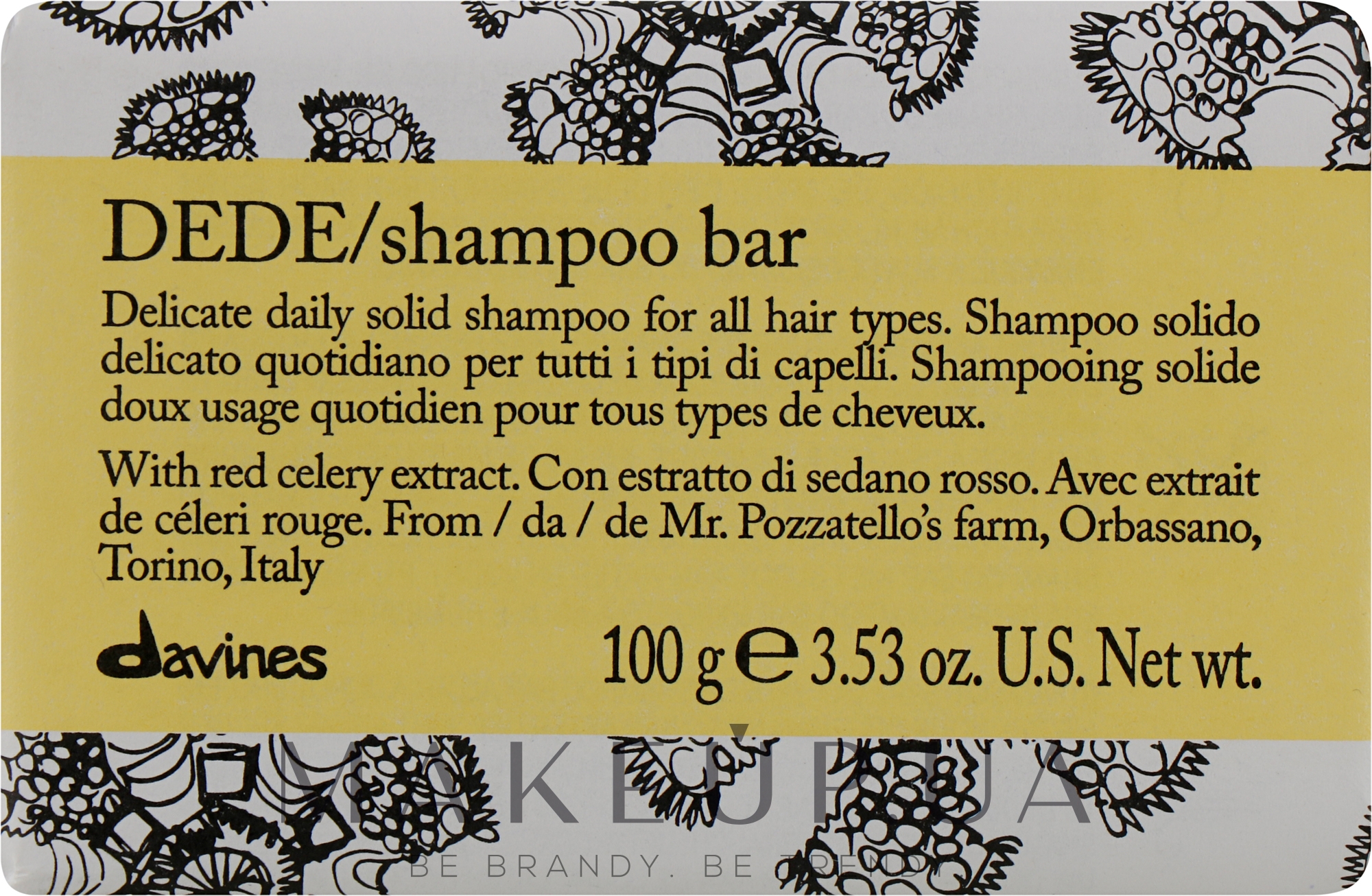 Деликатный твердый шампунь для ежедневного использования для всех типов волос - Davines Shampoo Bar — фото 100g