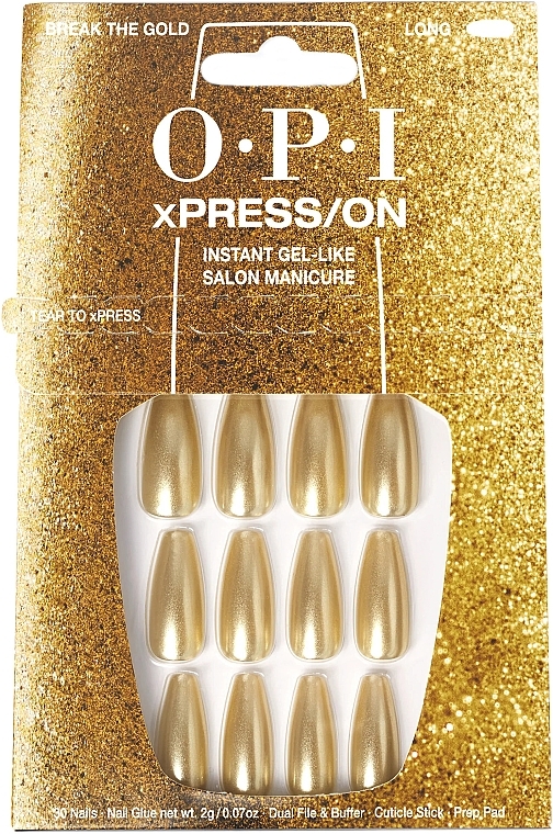 Набір накладних нігтів - OPI Xpress/On Break The Gold — фото N1