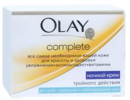 Ночной крем тройного действия для нормальной, сухой и комбинированной кожи - Olay Complete Night Cream — фото N2