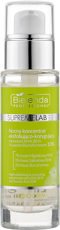 Сыворотка для лица - Bielenda Professional Supremelab Night Exfoliating & Correcting Concentrate AHA BHA And Succinic Acid 10% — фото N1
