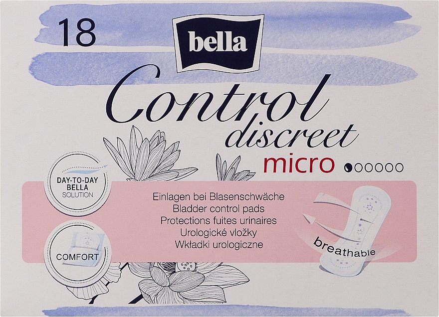 Урологічні прокладки для жінок, 18 шт. - Bella Control Discreet Micro Bladder Control Pads — фото N1